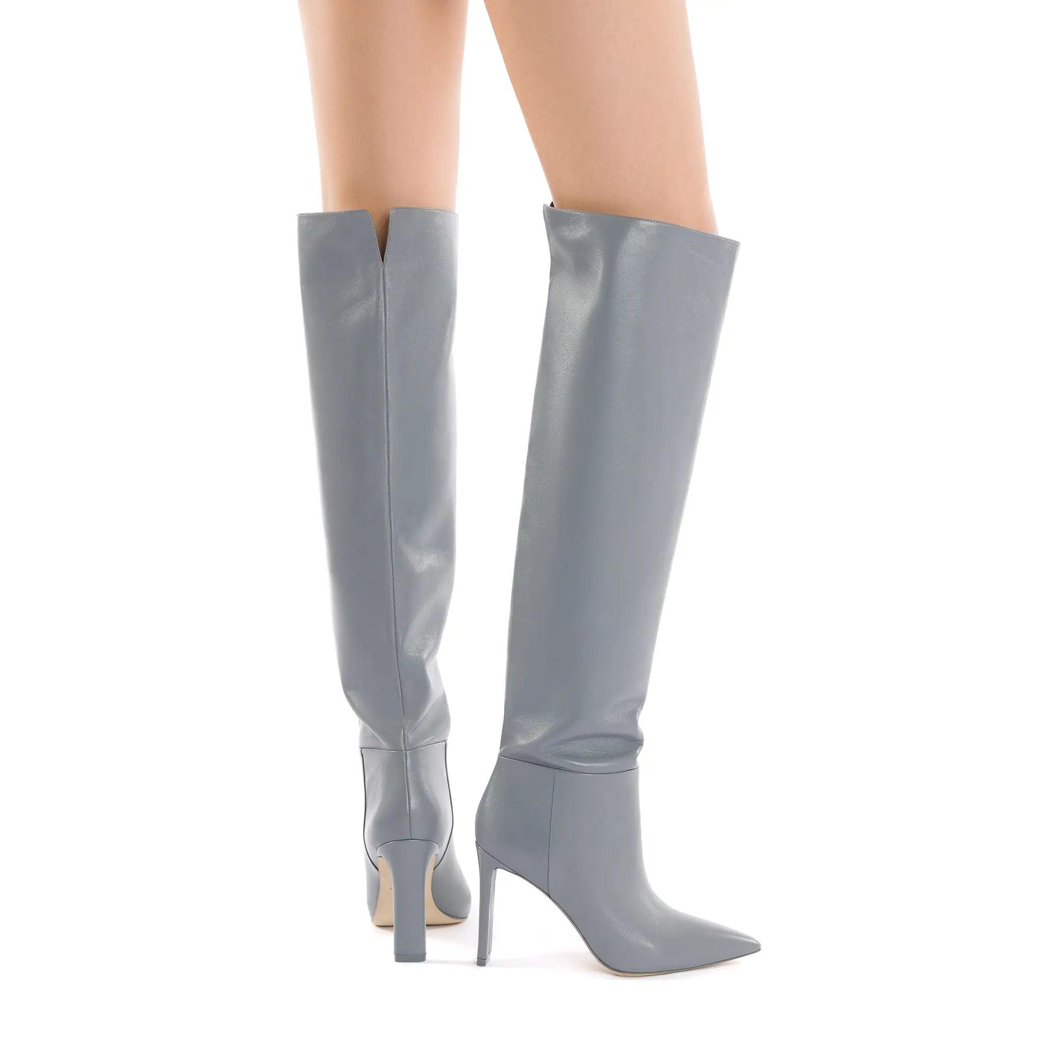 Larroudé x Jennifer Fisher Boot In Cement Grey Leather