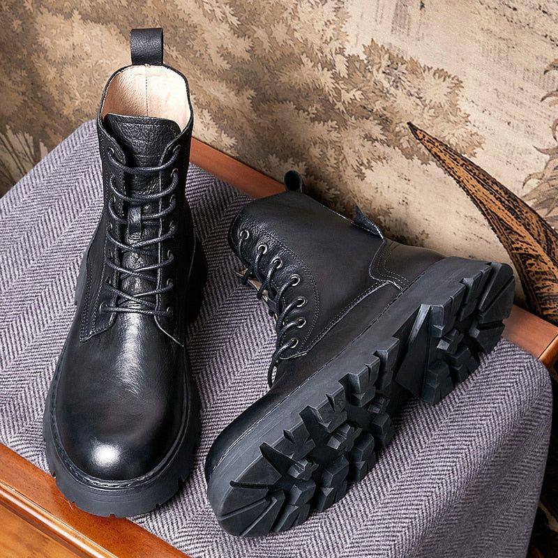 Leather Classic Retro Mid-calf Boot - Men's Casual Shoes QD1239