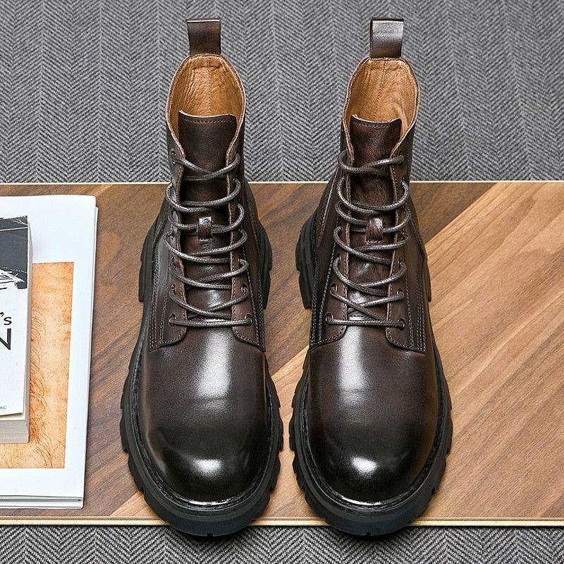 Leather Classic Retro Mid-calf Boot - Men's Casual Shoes QD1239