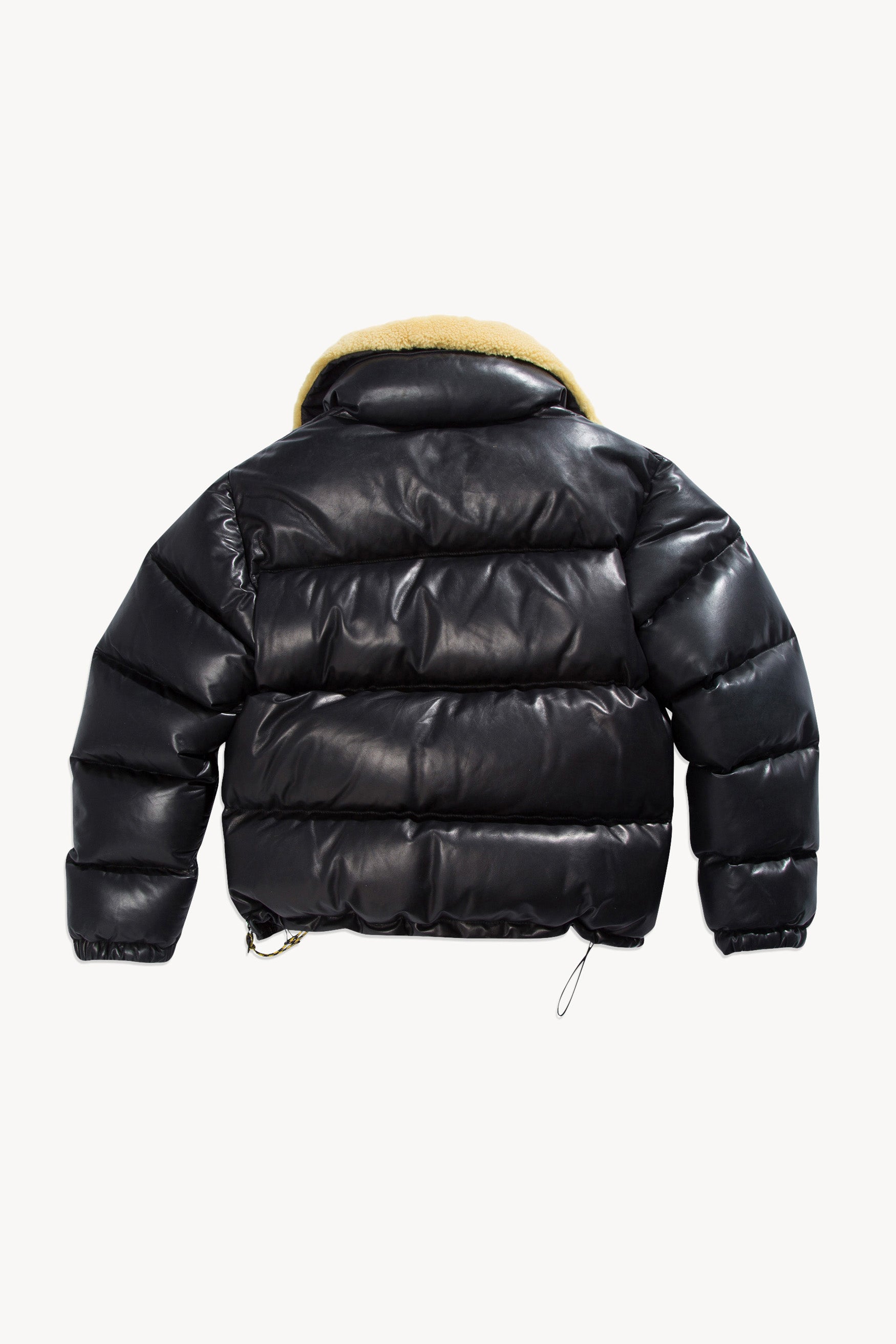 Leather Zip Puffa Jacket with Sheepskin Collar