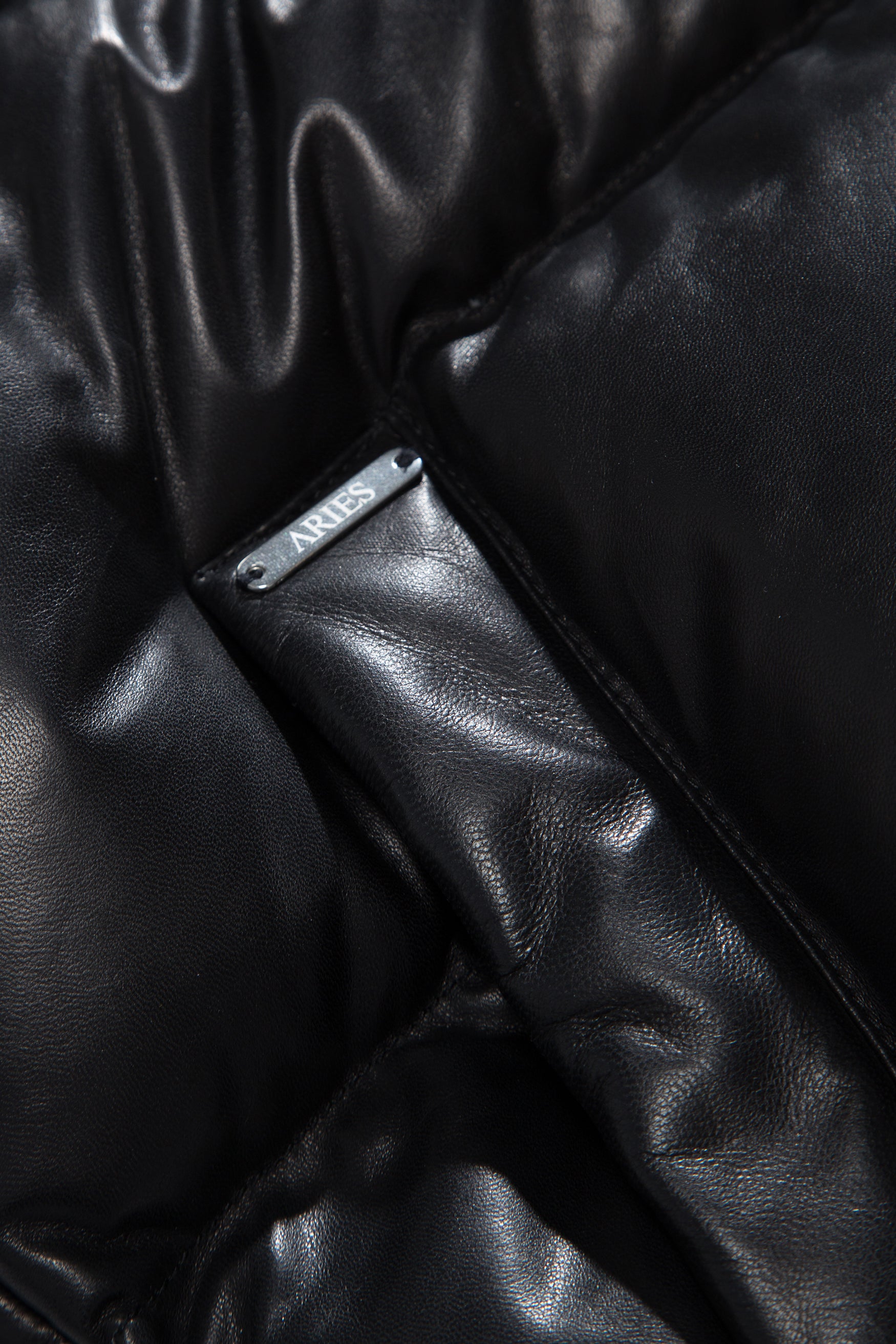 Leather Zip Puffa Jacket with Sheepskin Collar