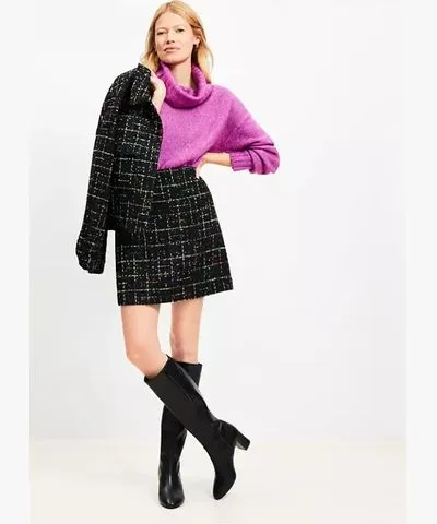 Loft Sequin Tweed Mini Skirt