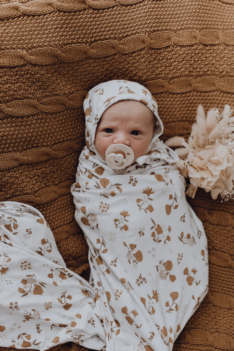 Luna Treasures Bamboo Jersey Swaddle - Desert Daisy