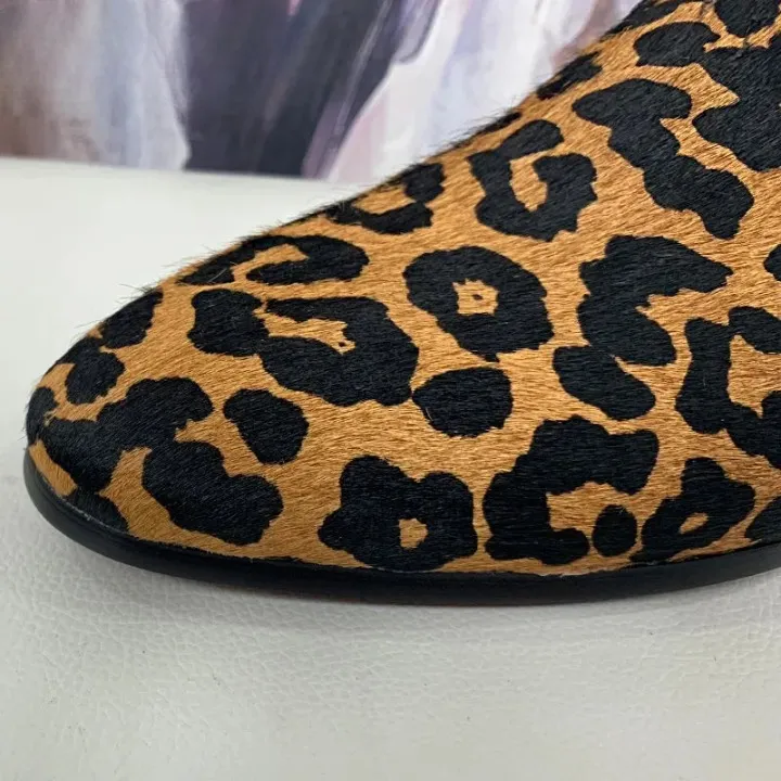 Luxury Genuine Leather Leopard Printed Slip-on Casual Loafers for Men