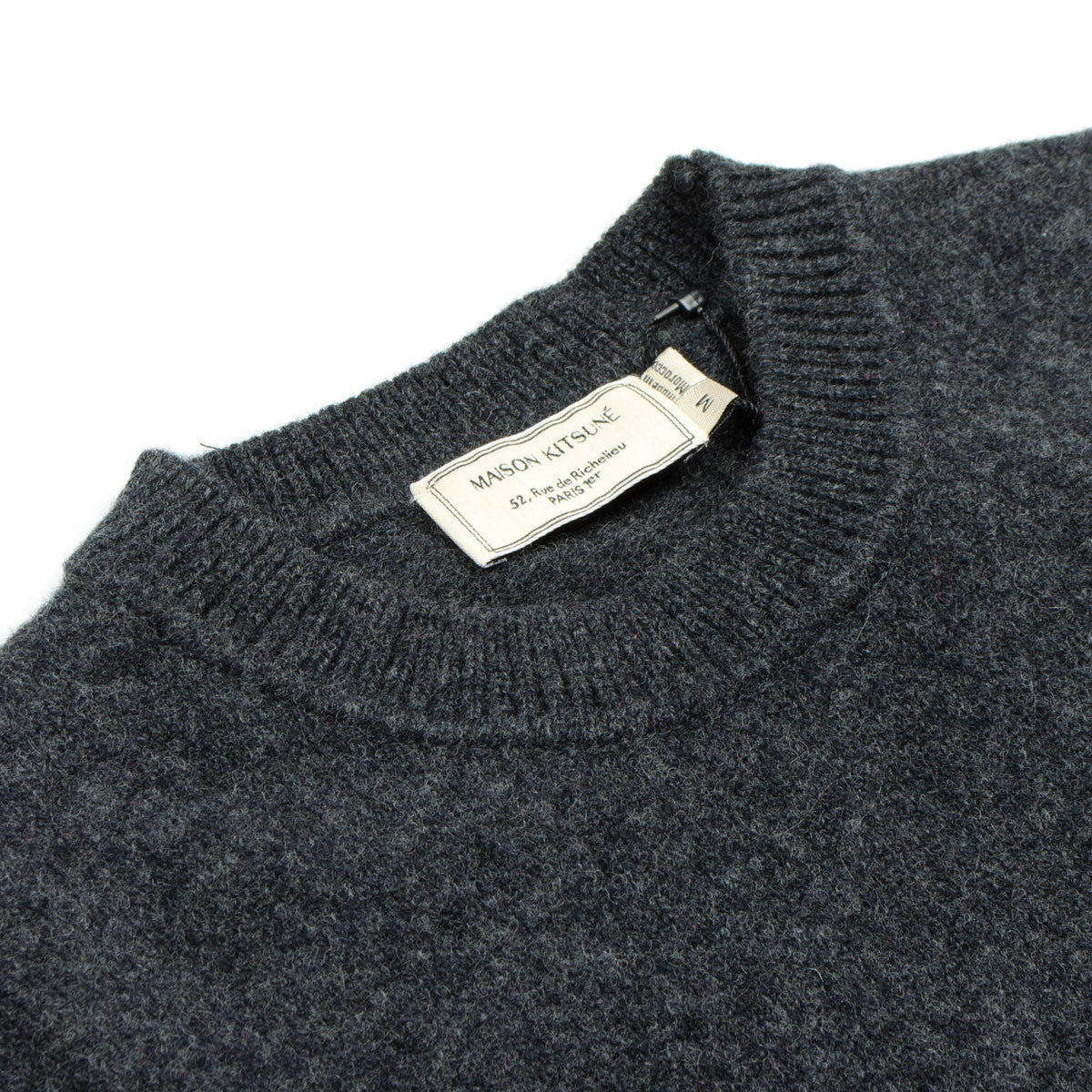 Maison Kitsuné - Lambswool R-Neck Sweater - Dark Grey Melange