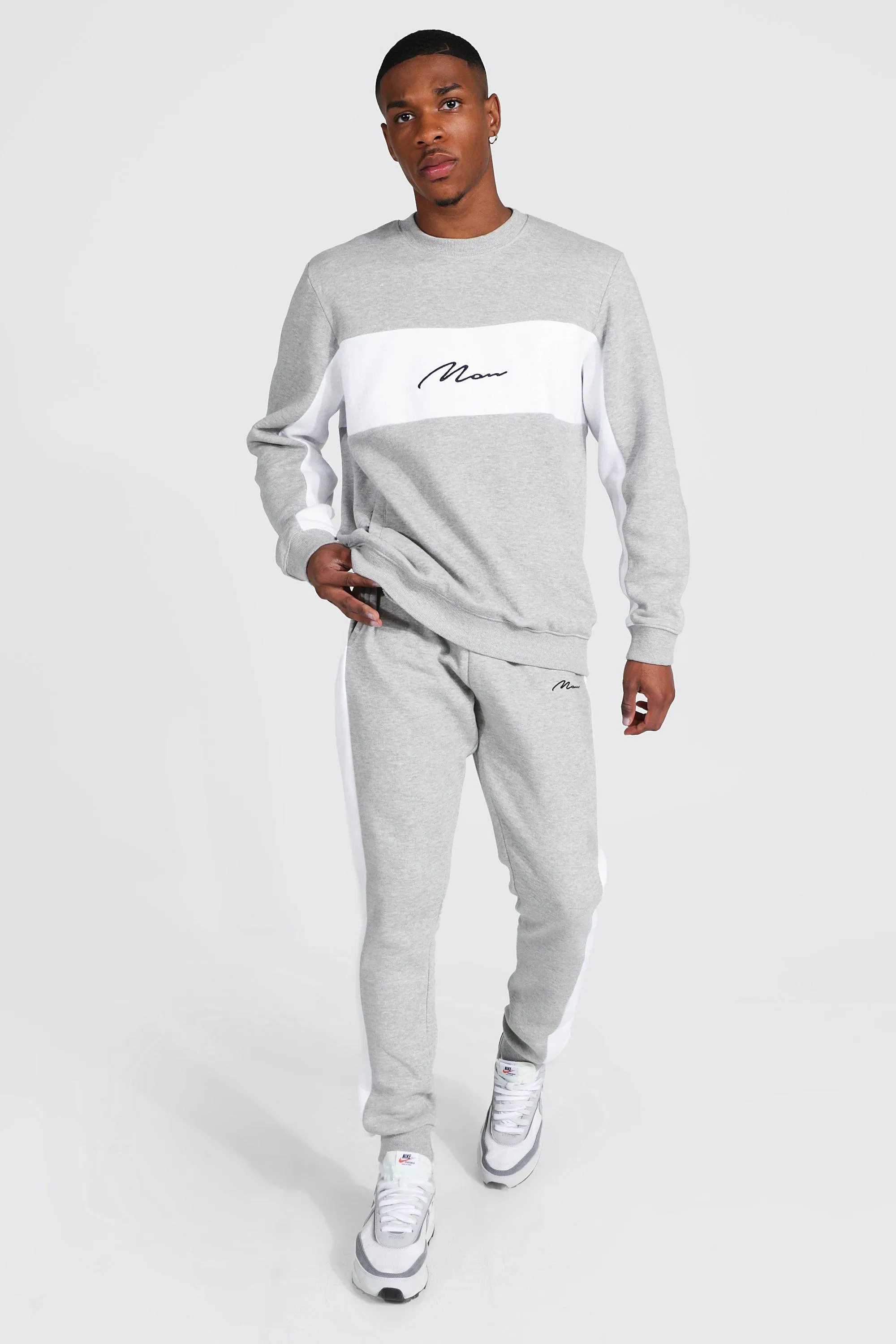 Man Signature Colour Block Sweater Tracksuit