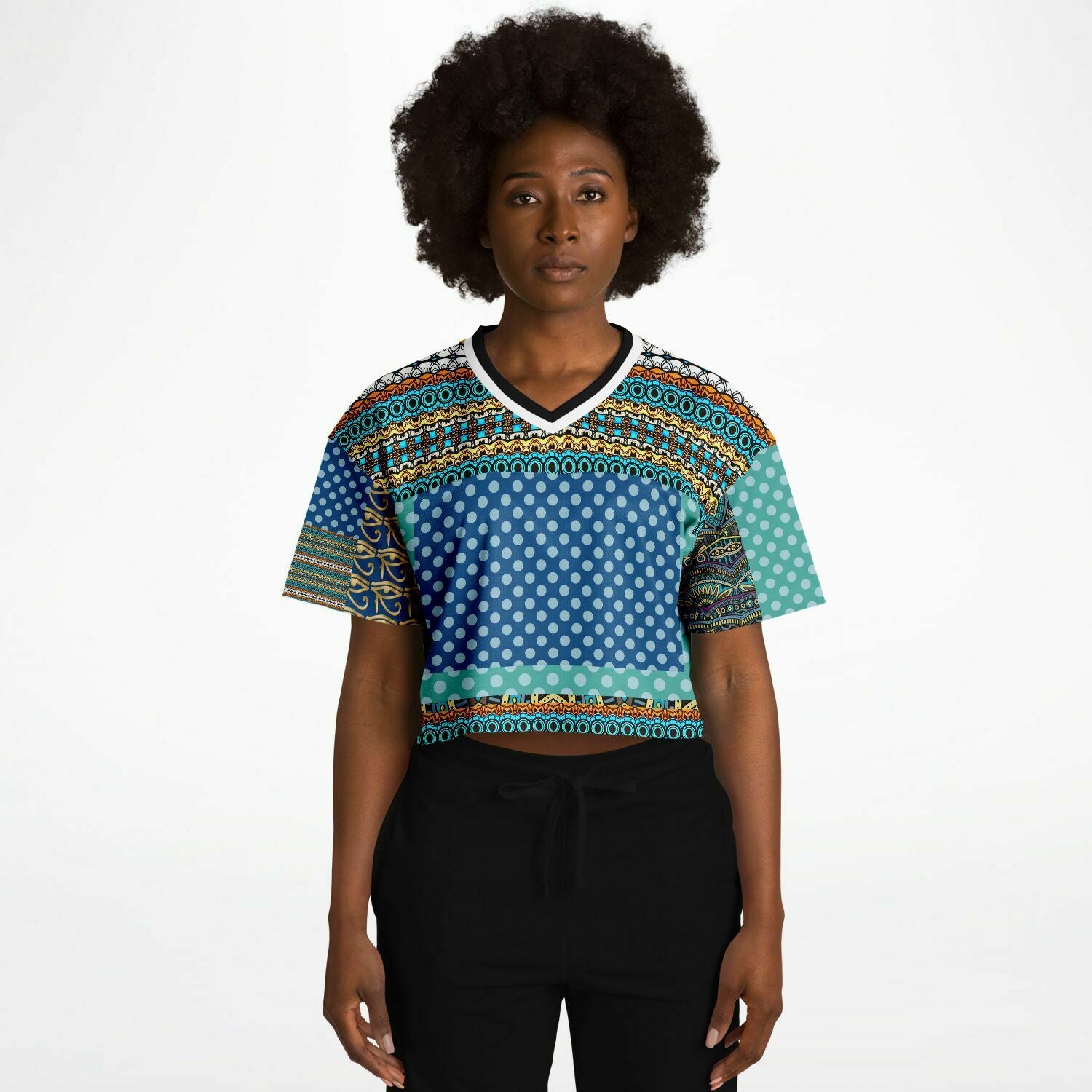 Many Blessings Patchwork Print Crop Jersey