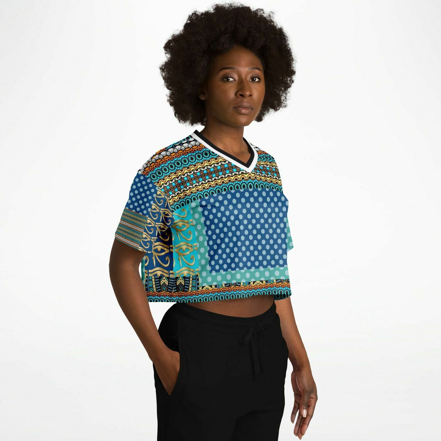 Many Blessings Patchwork Print Crop Jersey