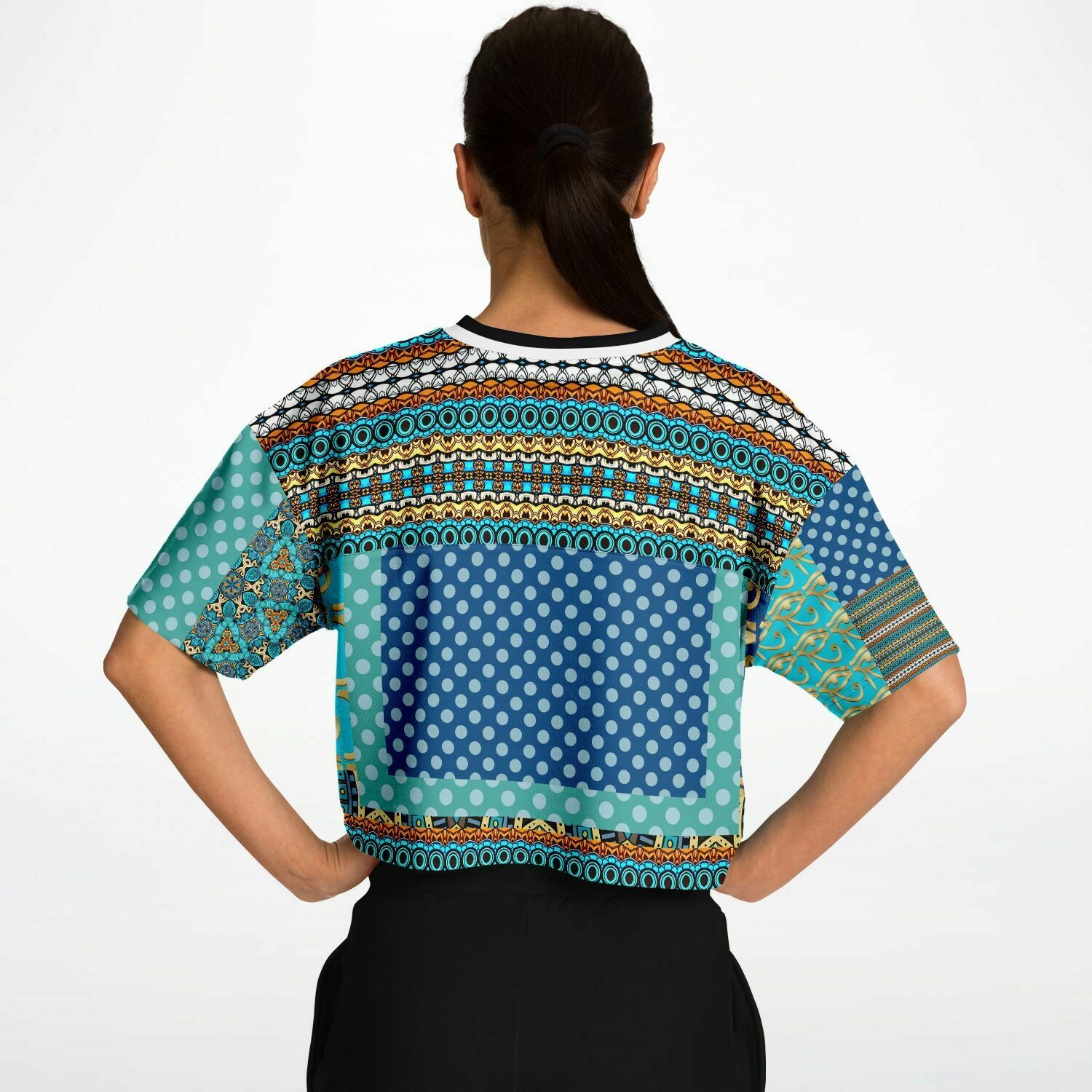 Many Blessings Patchwork Print Crop Jersey