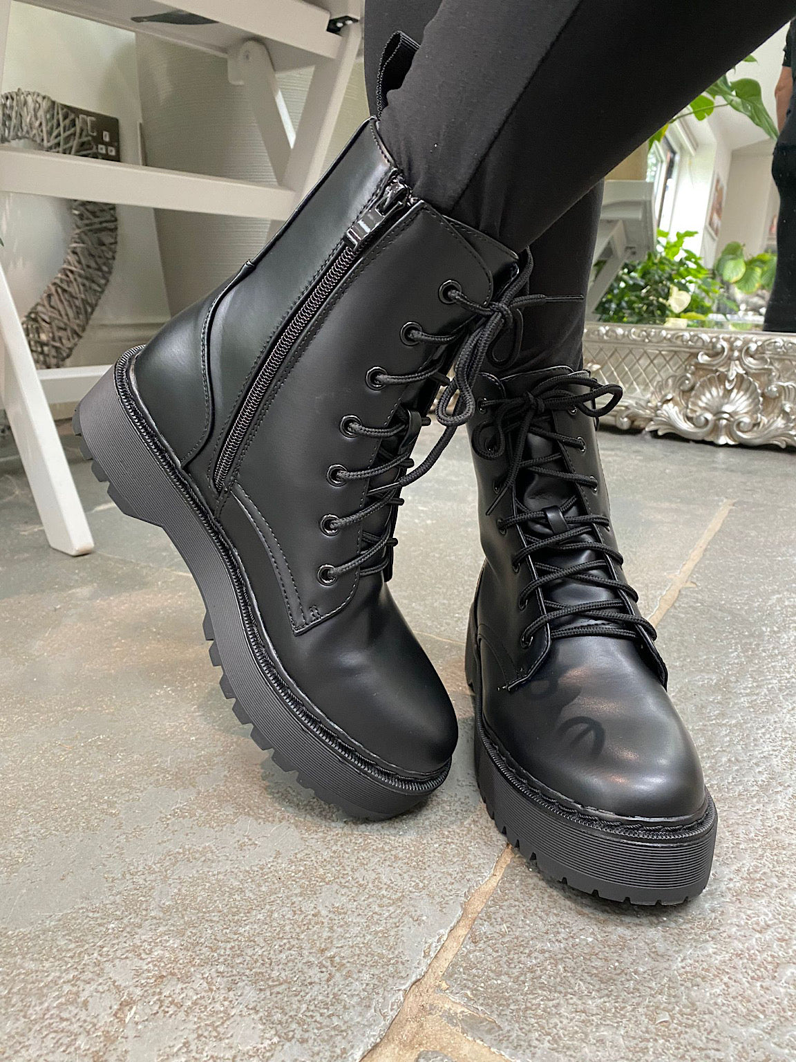 Matte Laced Combat Boots