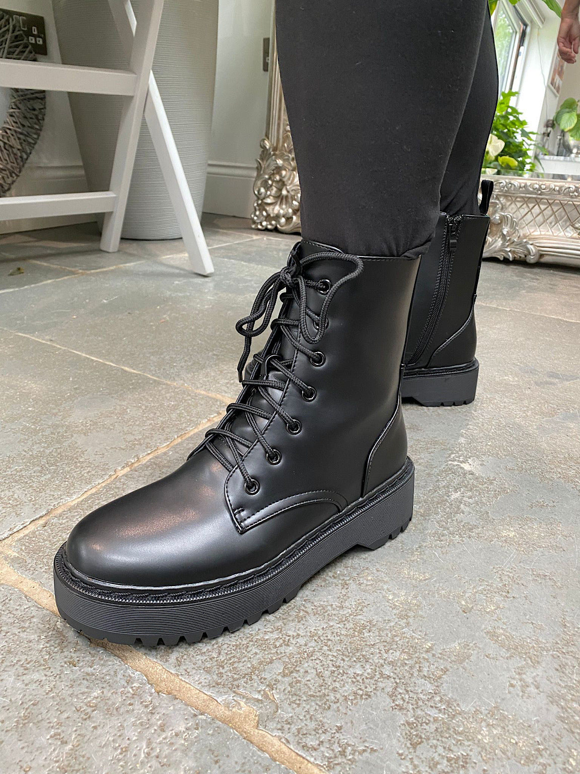 Matte Laced Combat Boots