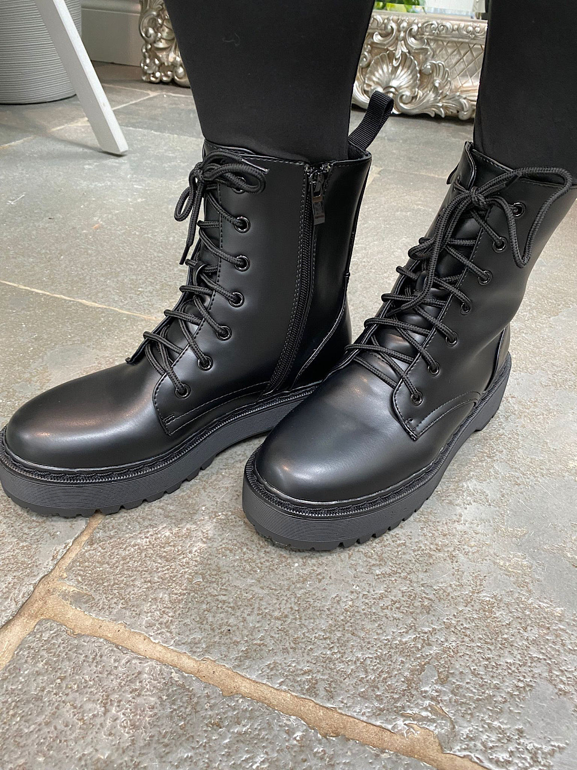 Matte Laced Combat Boots