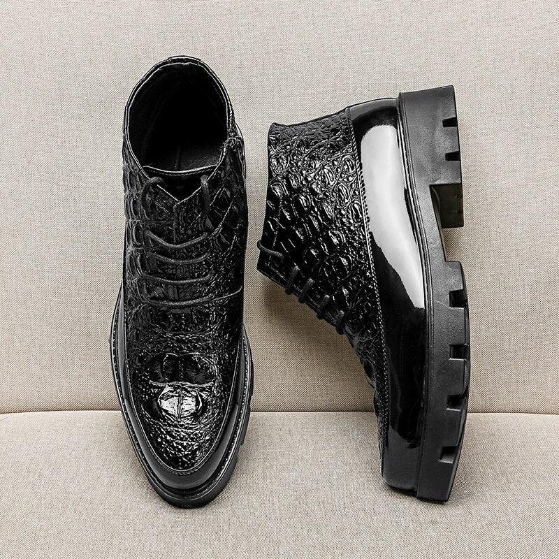 Men's Casual Leather Ankle Boots: Chelsea Dress Shoes HZ136