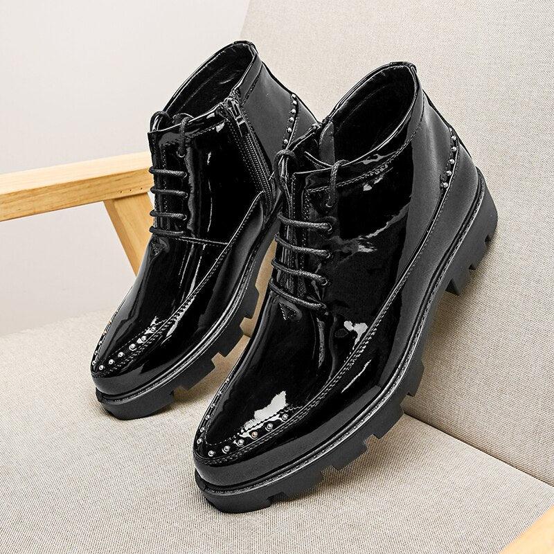 Men's Casual Leather Ankle Boots: Chelsea Dress Shoes HZ136