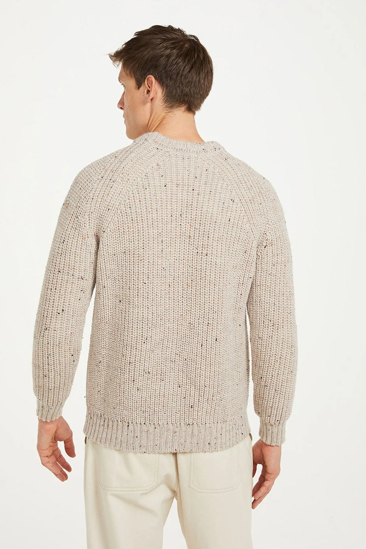 Men's Crew Neck Raglan Sweater in Beige