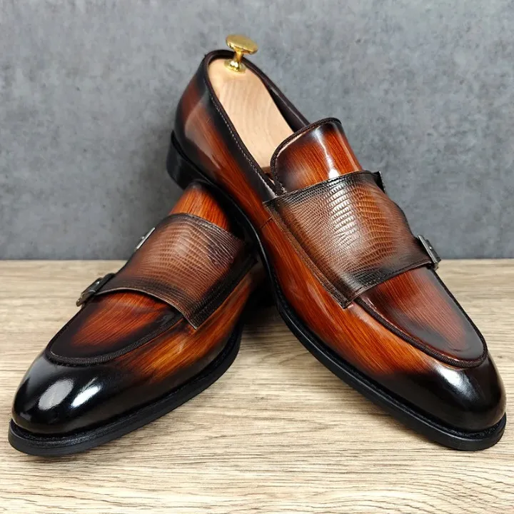 Men's Luxury Slip-on Patent Leather Monk Strap Casual Business Loafers