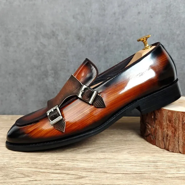 Men's Luxury Slip-on Patent Leather Monk Strap Casual Business Loafers