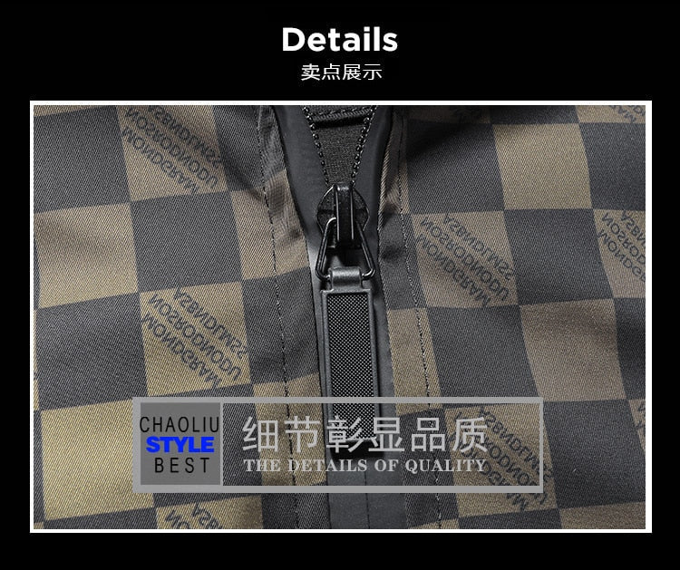 Men's Polyester Vintage Plaid Pattern Casual Bomber Jacket