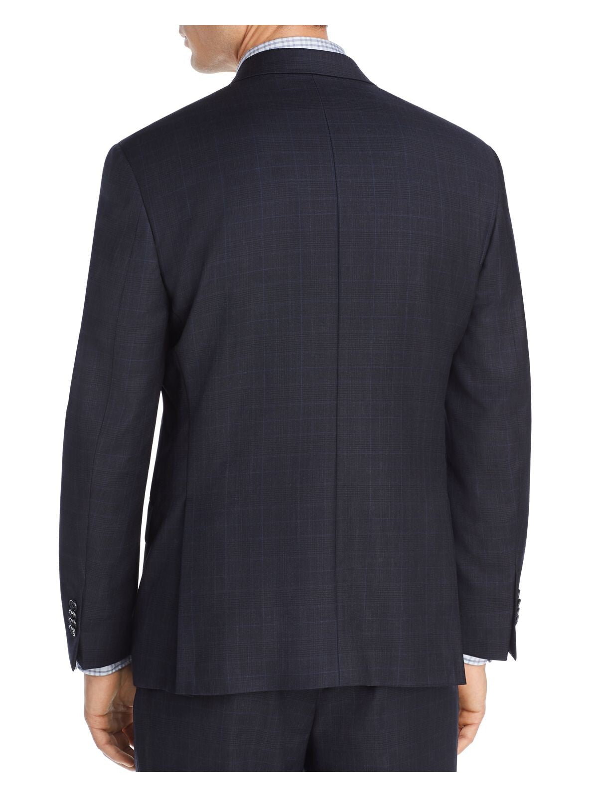 MICHAEL KORS Mens Navy Single Breasted, Windowpane Plaid Classic Fit Suit Separate Blazer Jacket