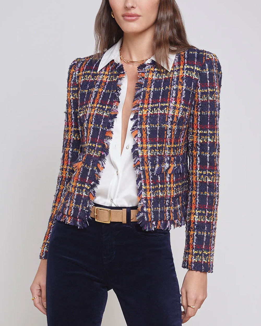 Midnight Plaid Angelina Tweed Jacket