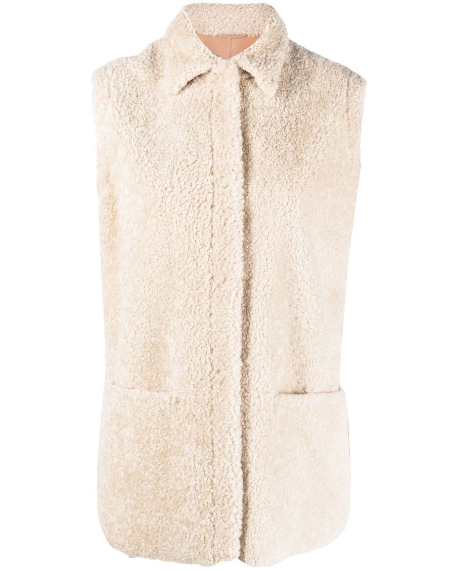 Milk and Camel Shearling Houston Vest