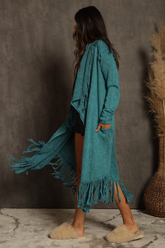 Mineral Dyed Fringed Cardigan