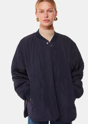 Navy Ida Short Quilted Coat