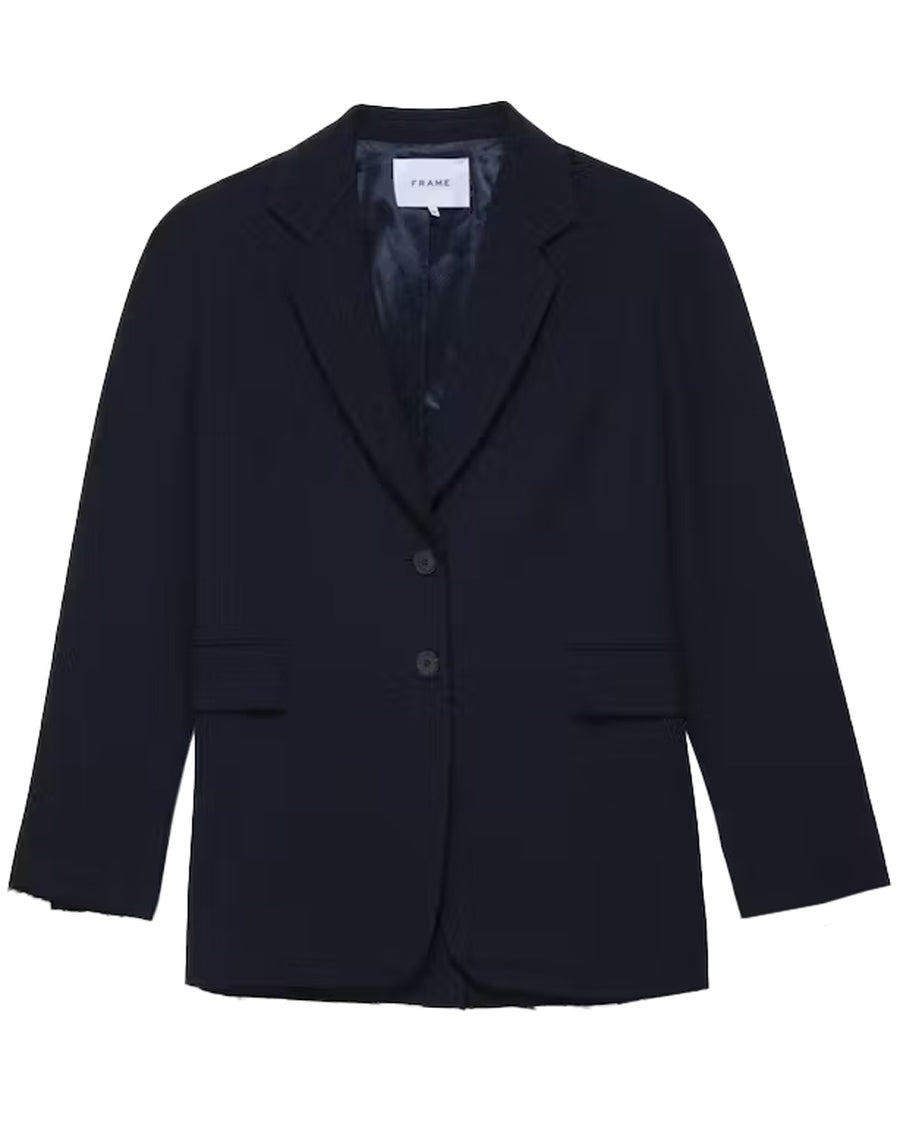 Navy Oversized Raw Hem Blazer