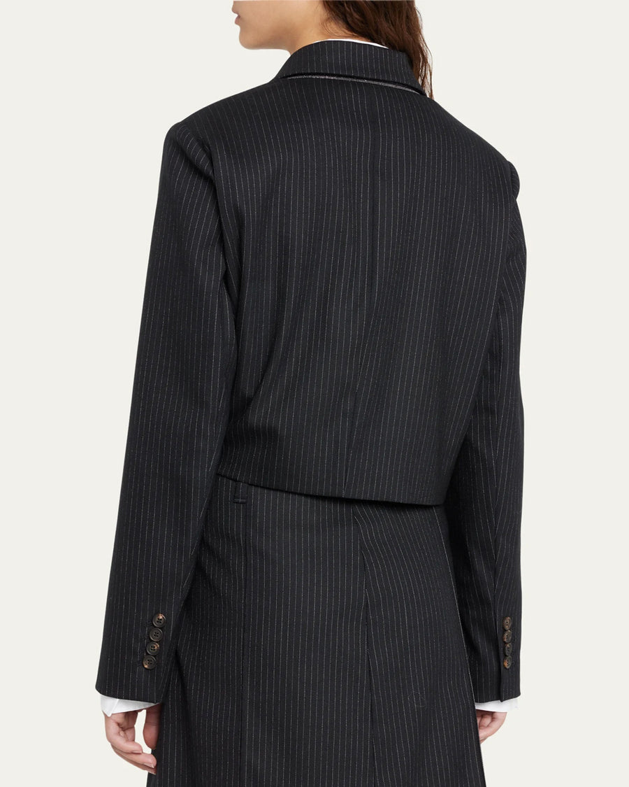 Night Sky Wool Pinstripe Crop Jacket