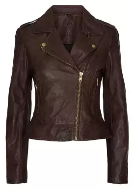 Notyz Biker Jacket 10961 Skindjakke - almond brown with gold