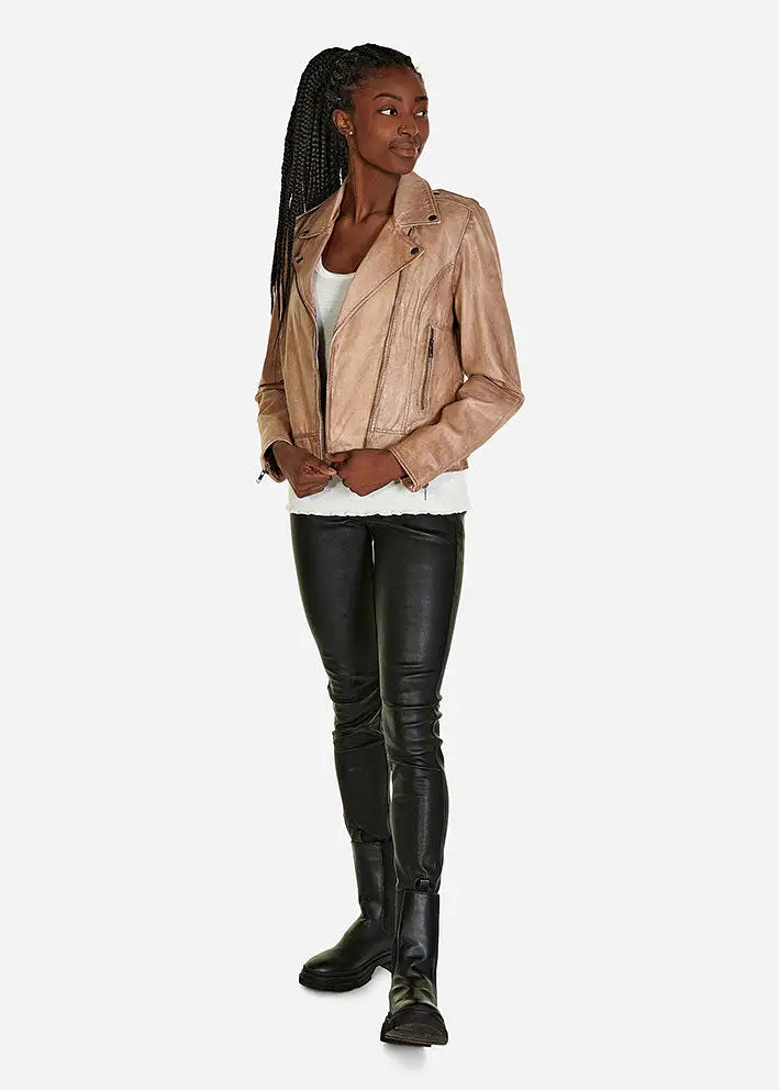 Notyz Biker Jacket 10961 Skindjakke - Pure Beige