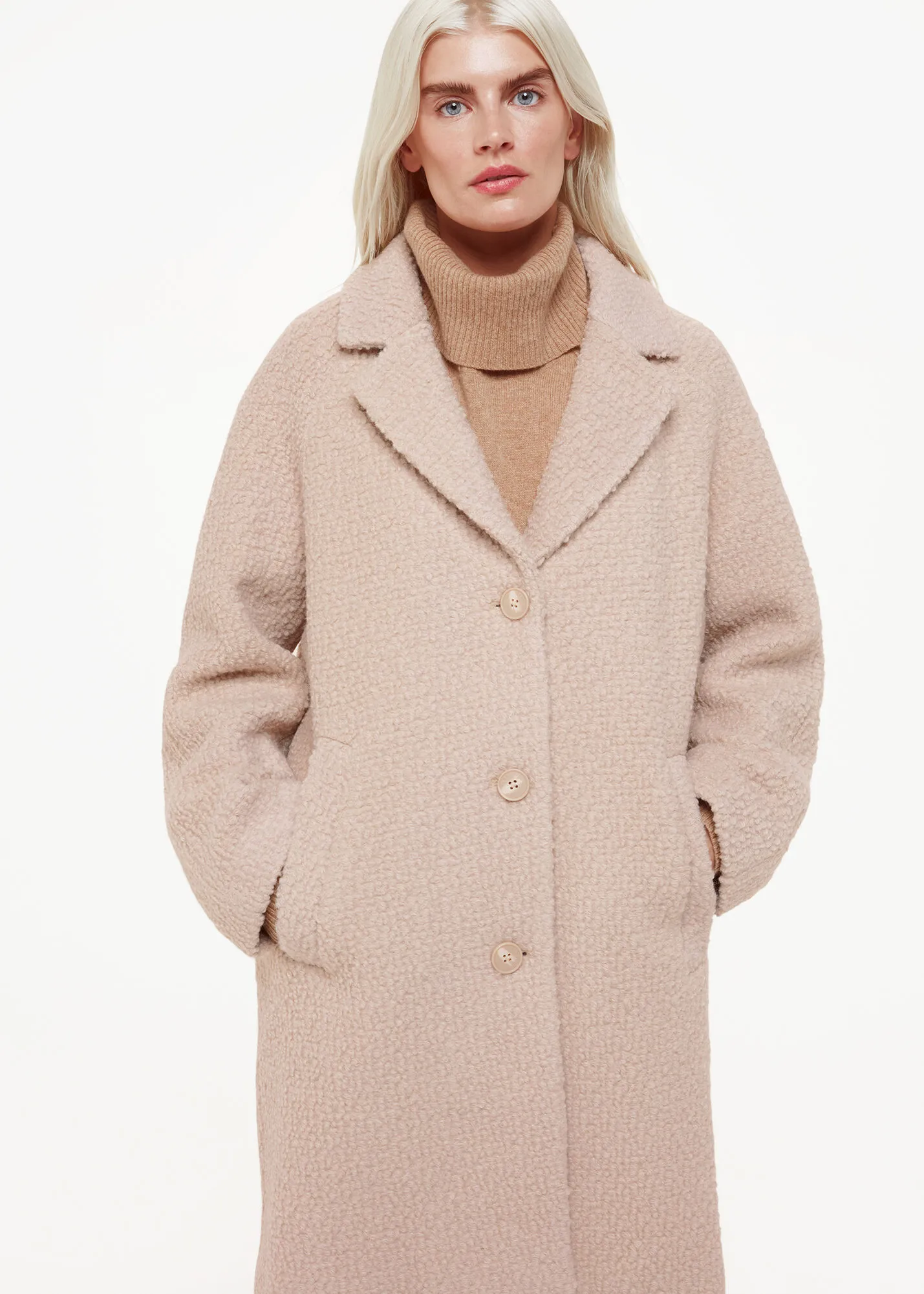 Oatmeal Petite Anita Wool Boucle Coat