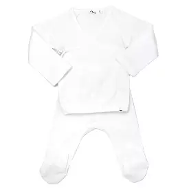 oh baby! Pointelle Kimono Footie Set - Cream