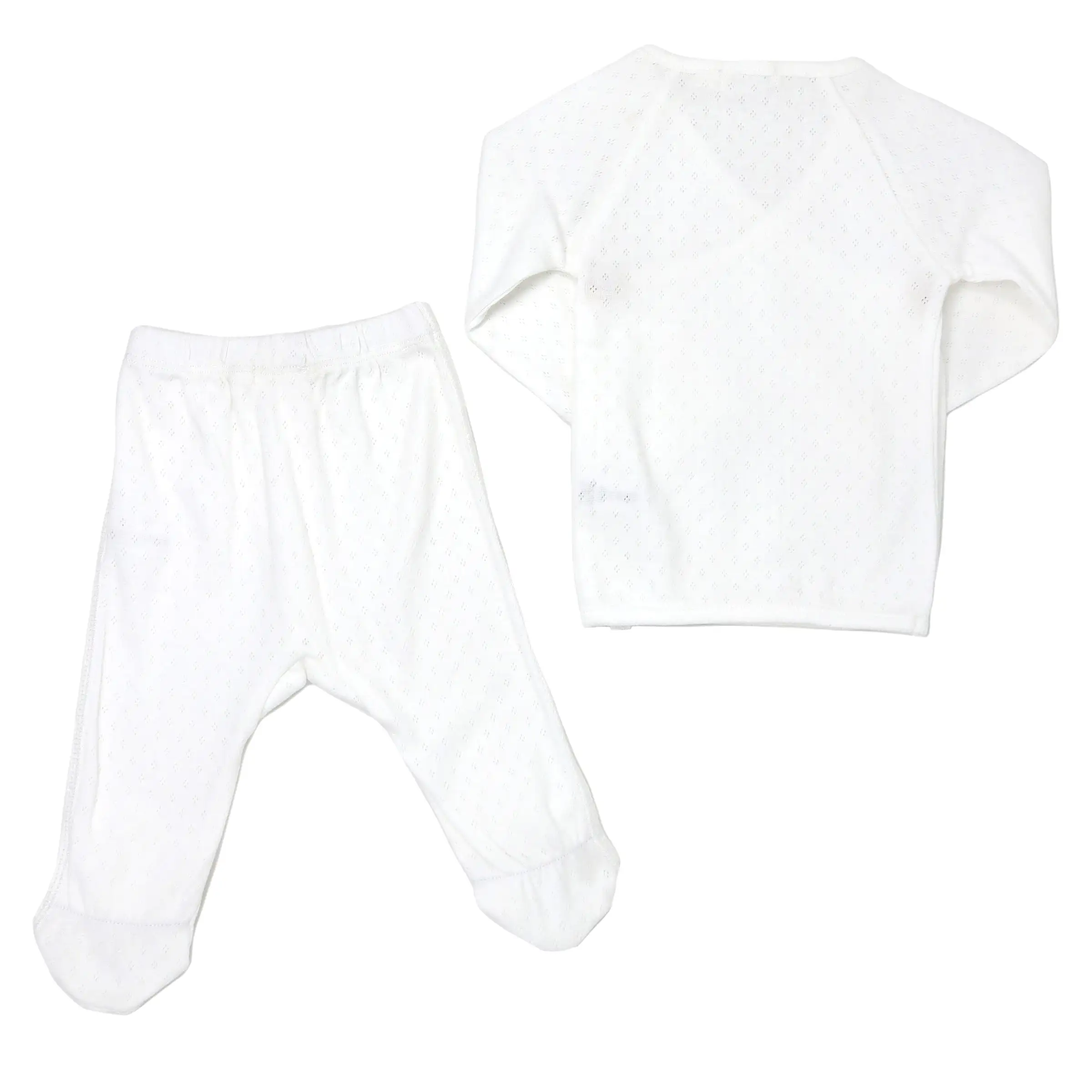 oh baby! Pointelle Kimono Footie Set - Cream