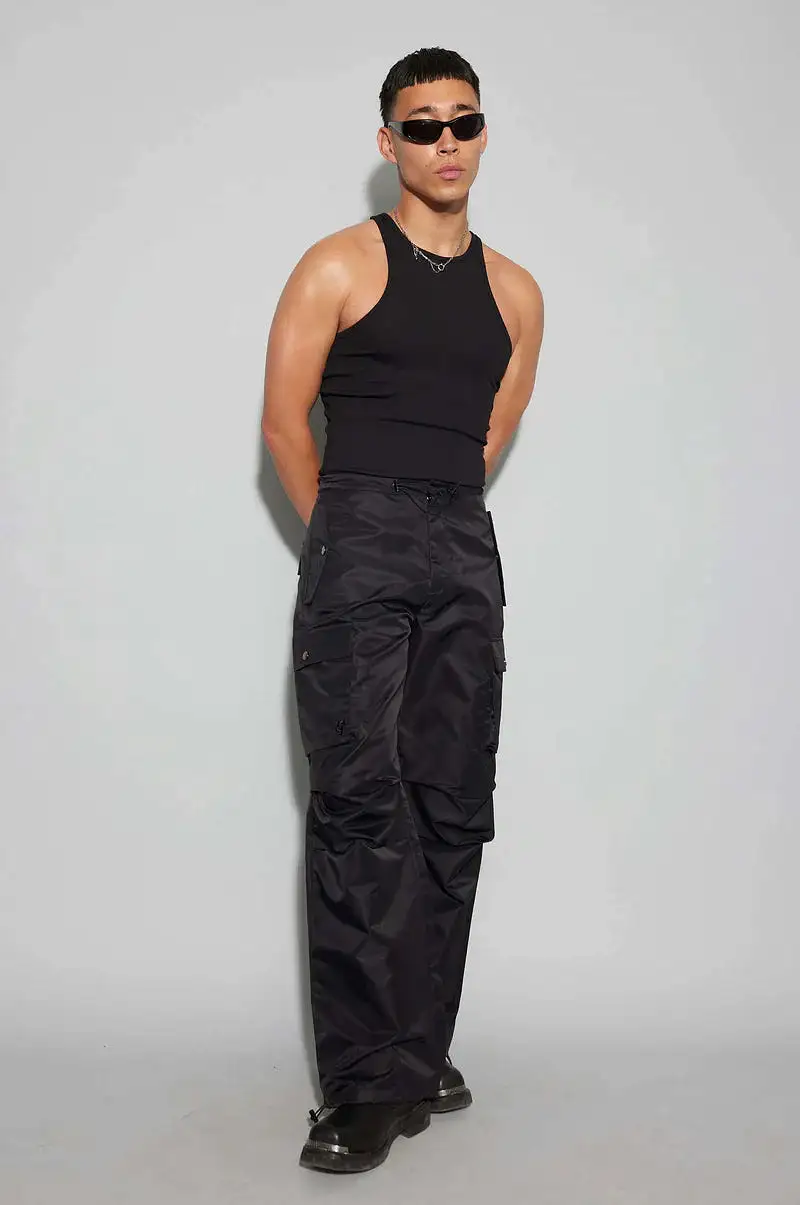 Oval Square Shine Pants - Black