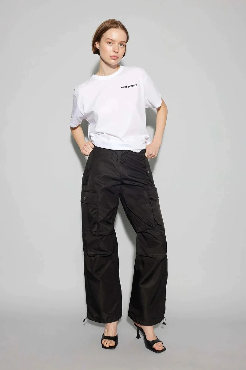 Oval Square Shine Pants - Black