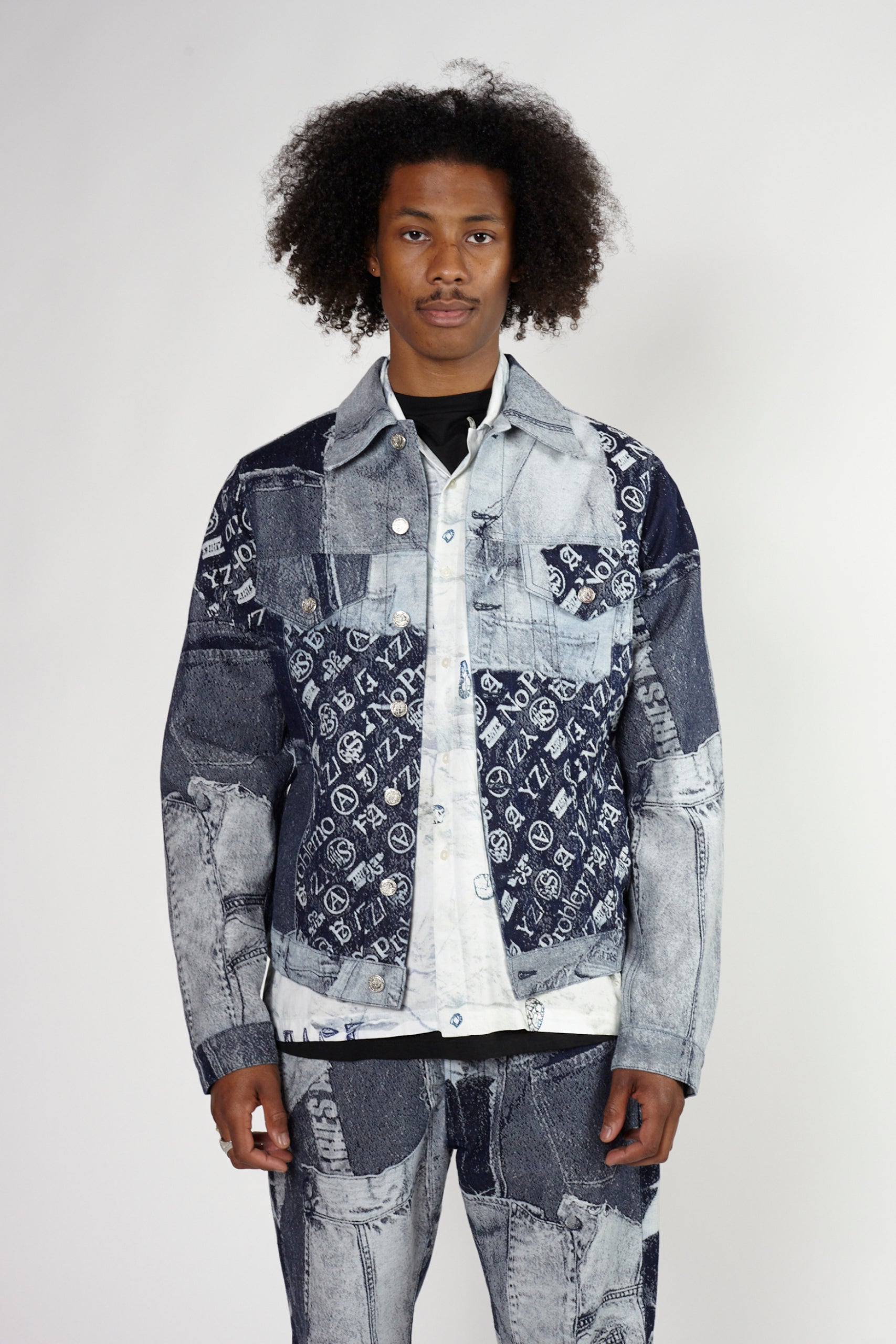 Patchwork Jacquard Trucker Jacket