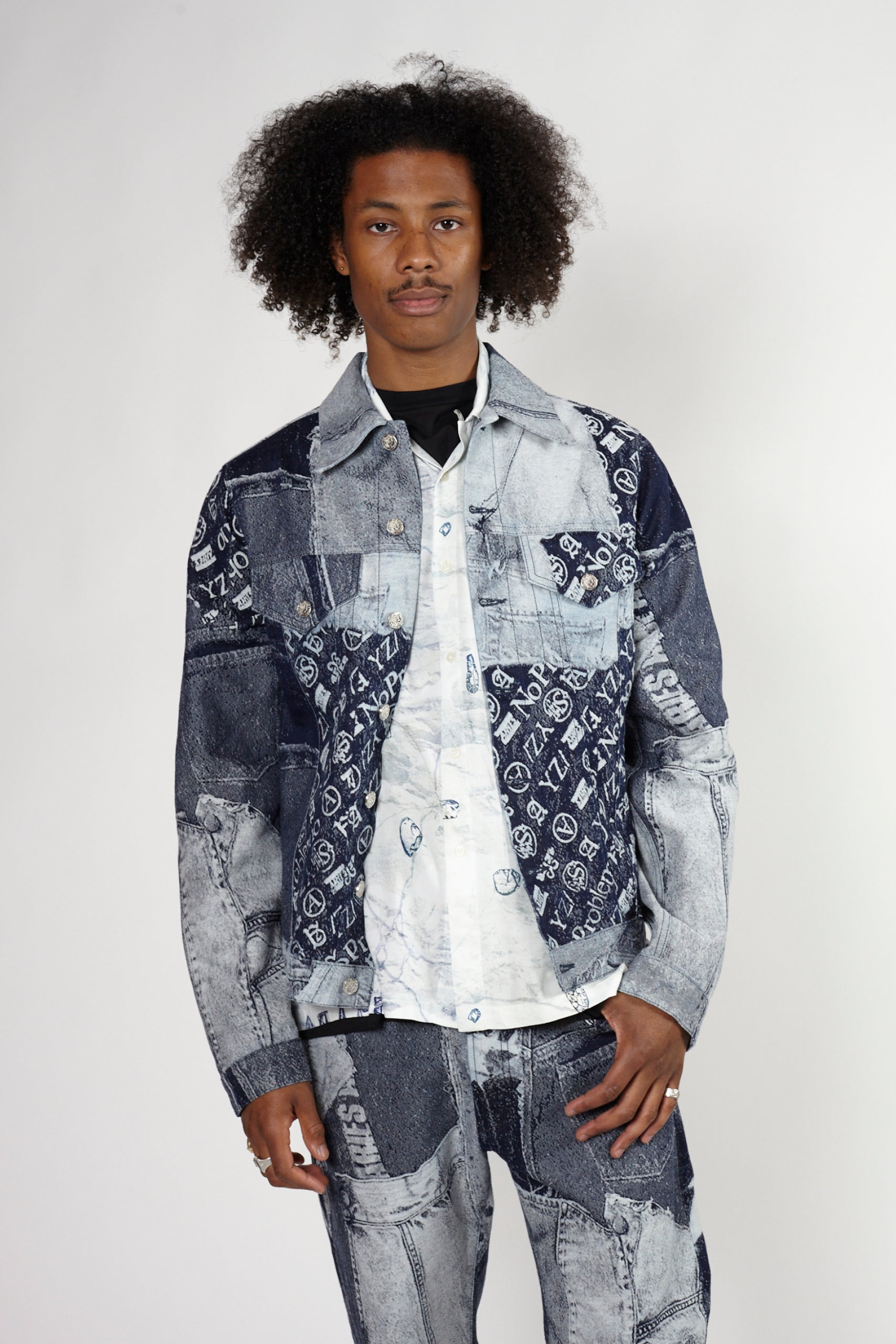 Patchwork Jacquard Trucker Jacket