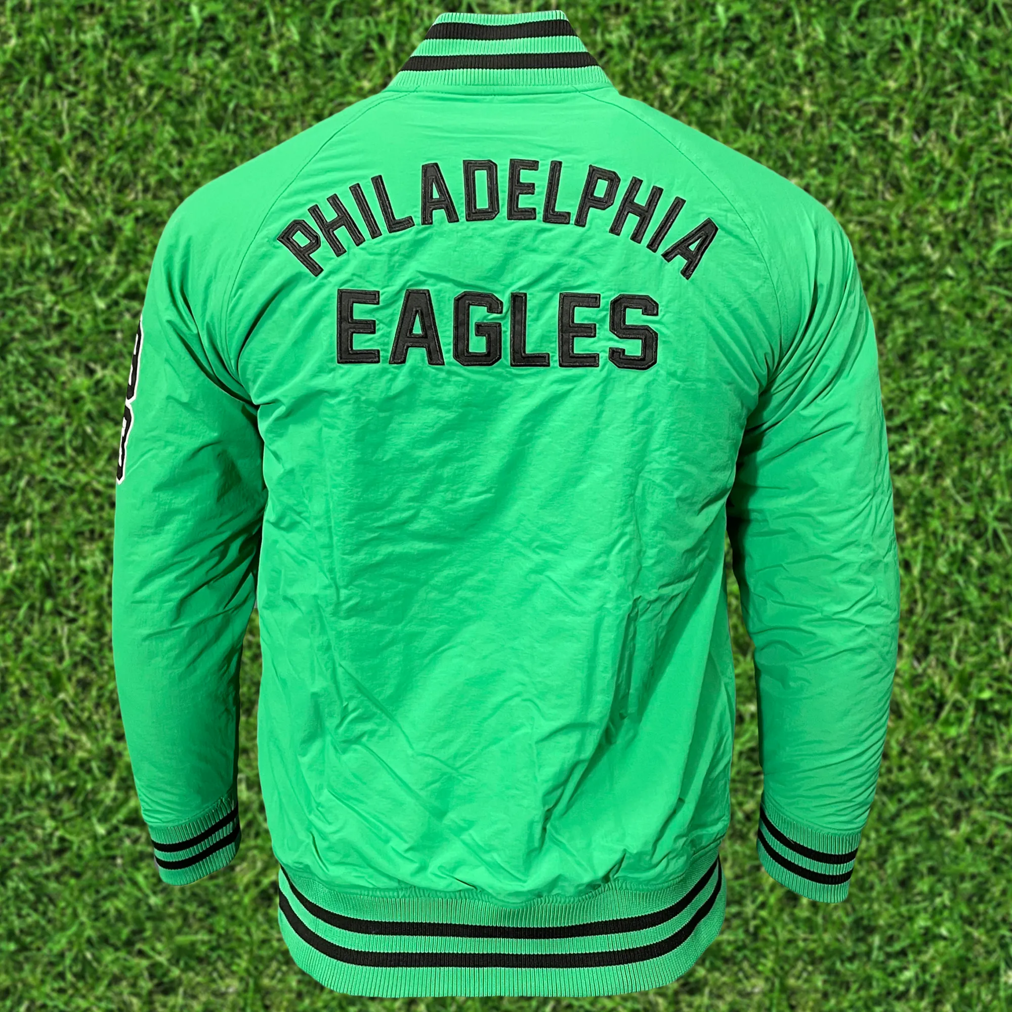 Philadelphia Eagles Throwback Men’s Vintage Varsity Jacket | Kelly Green