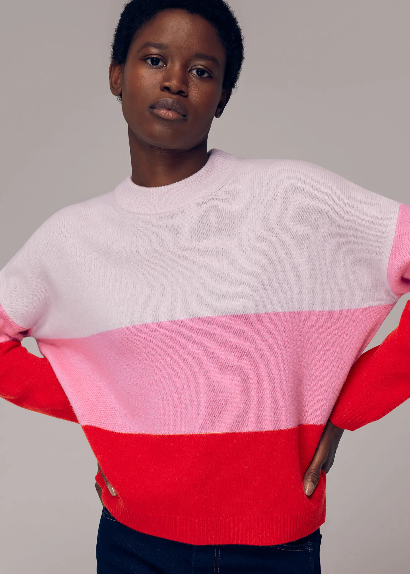 Pink Stripe Knitted Wool Sweater