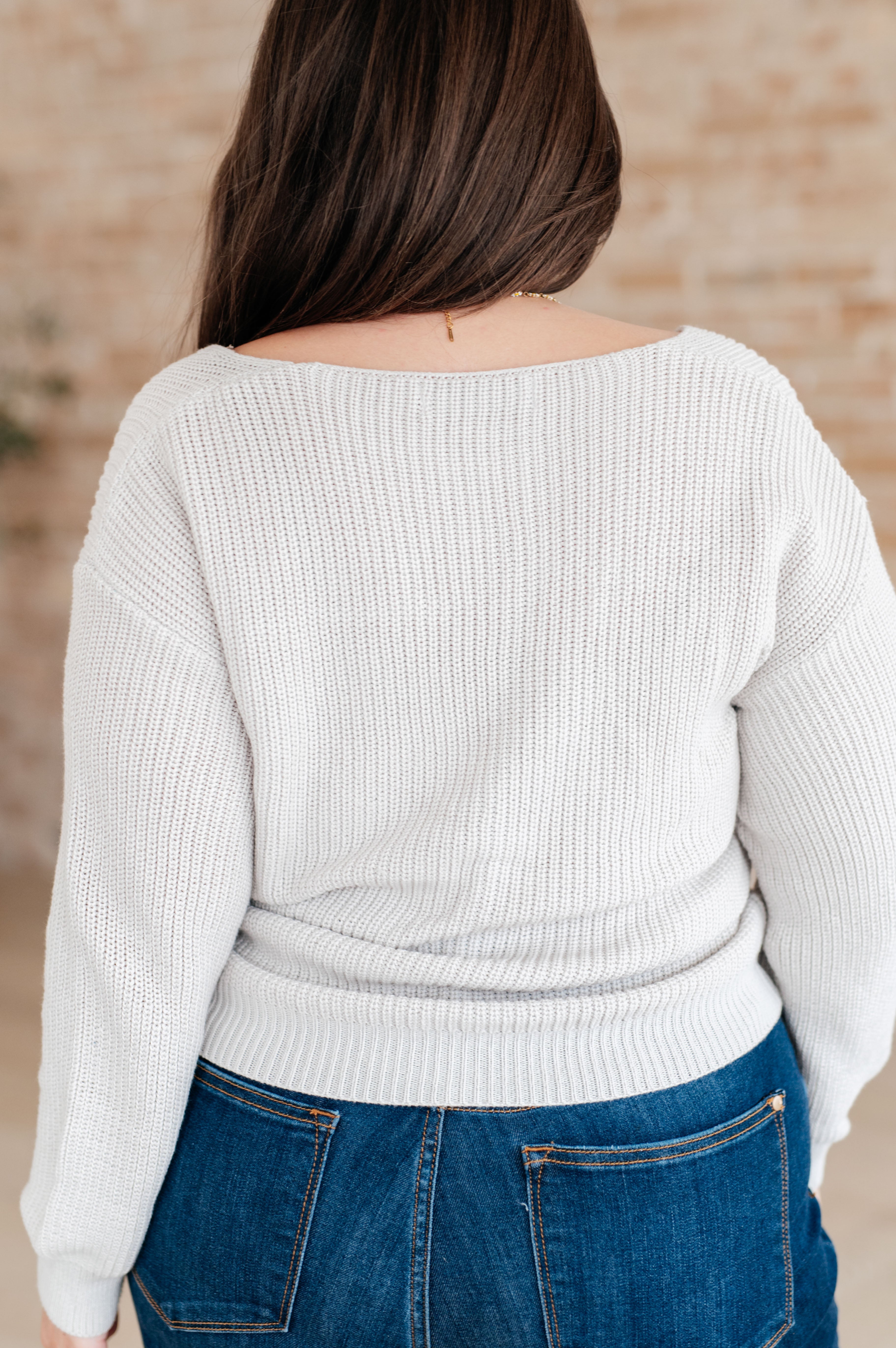 Ribbed Knit V Neck Sweater