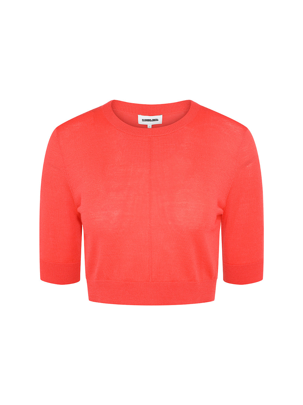 Saint Art Norah Short Sleeve Crop Sweater in Coral