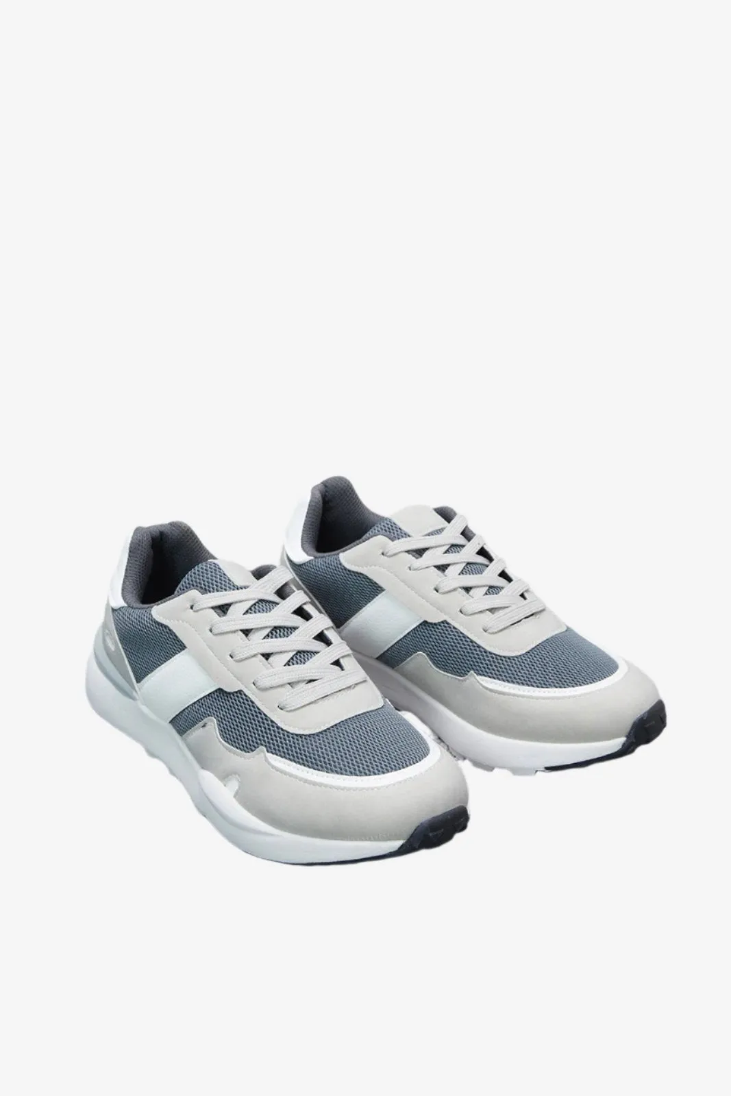 Senior Boys Grey Material Block Sneakers