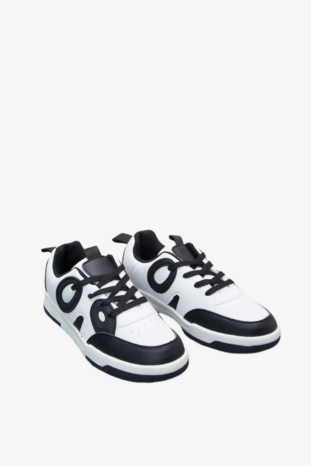 Senior Boys White And Black Sneakers