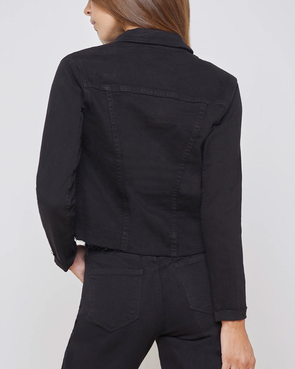 Slim Raw Janelle Jacket in Saturated Black