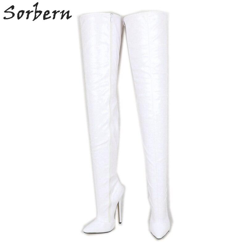 Sorbern Matte Pointed Toe Over The Knee High Heel Custom Length Gothic Boots