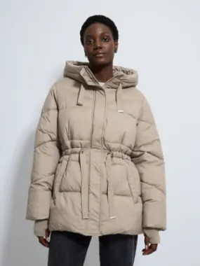 Stone Short Hooded Padded Coat | Women | George at ASDA