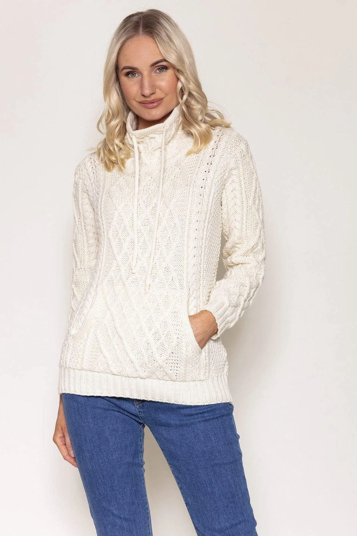 Super Soft Drawstring Sweater in Cream