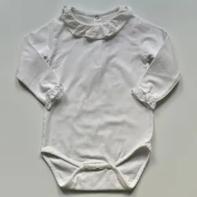 Tartine Et Chocolat White Bodysuit With Floral Collar: 1 Year