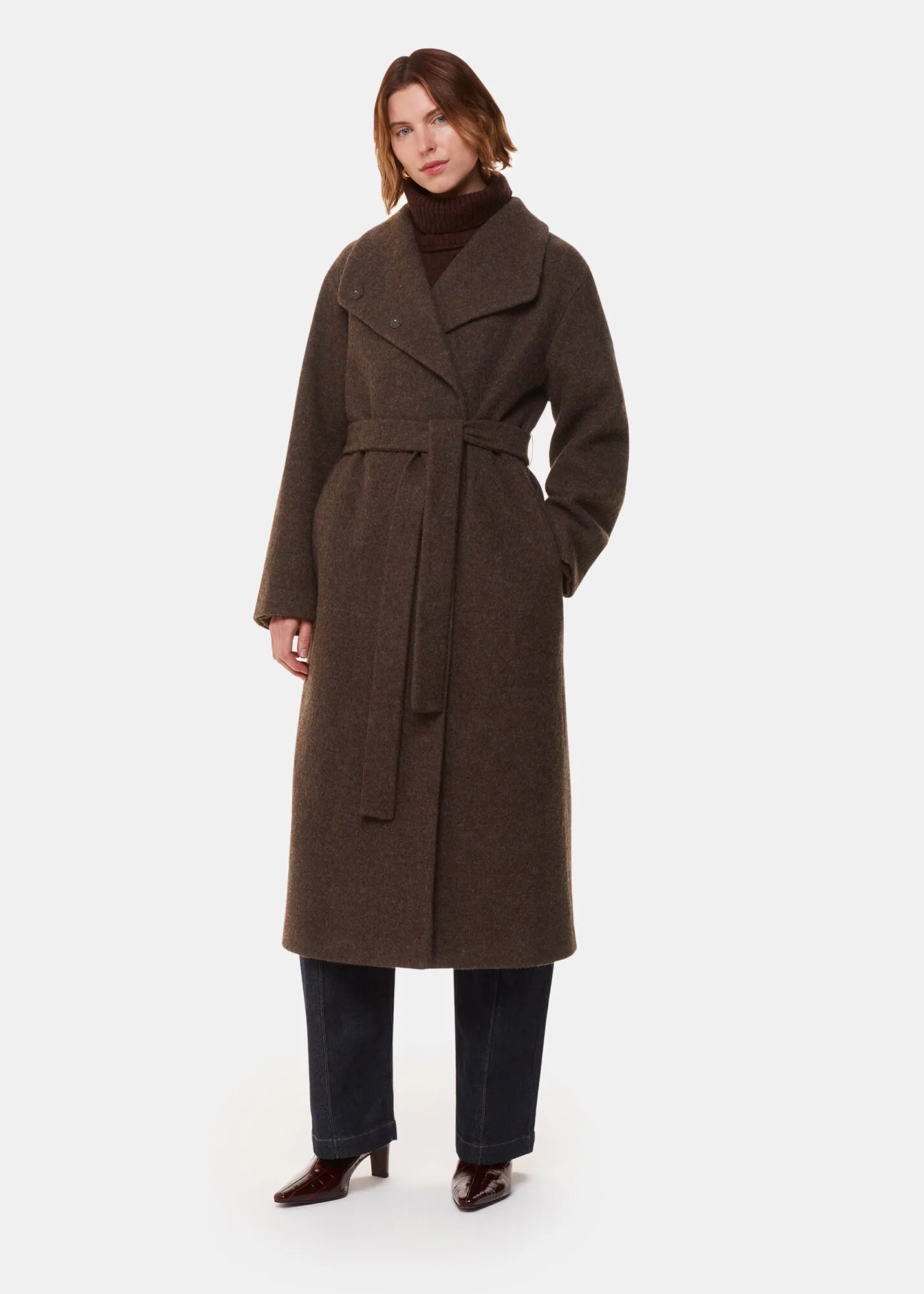 Taupe Morgan Funnel Neck Coat